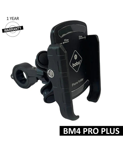 BOBO BM4 PRO PLUS Jaw-Grip Bike Phone Holder with PRO PLUS Vibration Damper Motorcycle Mobile Mount - Black