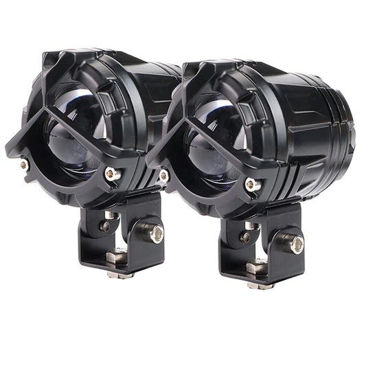 LIU HJG Mercedes Y-Lens Ultra-Wide LED Fog Lights (White/Yellow) | Pair with Wiring Harness & Switch for Car & Bike