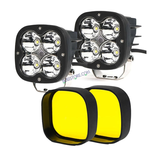 HJG 120W 4 LED CREE 60w Fog Light Auxiliary Light For All Motorcycles White With Yellow Filter Cap (Set of 2)