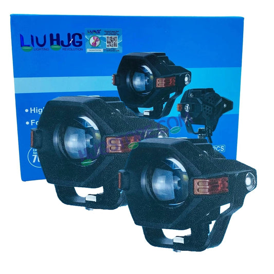 HJG Spaceship Foglight 80W 1 Lens Space Ship Fog Projector Lens 2pc Foglight Red Devil Side Amber DRL Modes 80W Foglight Ultra Wide Dual Intensity LED Fog Lights White/Yellow/Red Projector (80W) Universal For All Cars & Bikes LIU HJG Space Ship Foglight