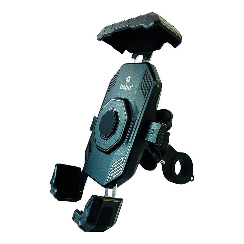 BOBO BM20 PRO Plus Four Corners Secure Grip with PRO Plus Vibration Damper Waterproof Bike/Motorcycle/Scooter Mobile Phone Holder Mount Ideal for Maps and GPS Navigation (Black)