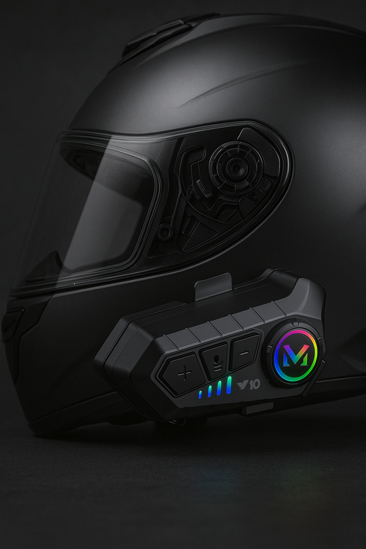 Y10 Motorcycle Helmet Bluetooth Headset, Wireless Headphones 5.3 Waterproof IPX6 with Noise Cancelling for Single Person