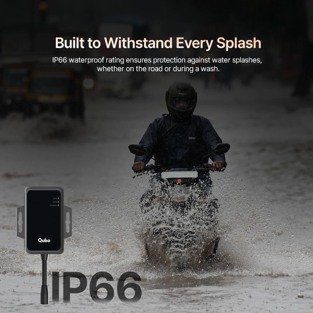 Qubo Wired Bike GPS Tracker from Hero Group | Free 4G SIM (with 12 Months Recharge) + 1 Year App/Cloud Subscription | Live Tracking | Engine On-Off Alerts | Anti-Theft | Plug & Play | Accident Alerts