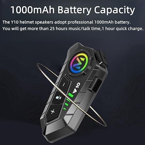 Y10 Motorcycle Helmet Bluetooth Headset, Wireless Headphones 5.3 Waterproof IPX6 with Noise Cancelling for Single Person