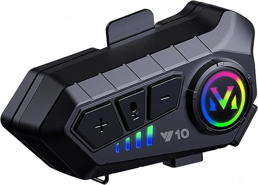 Y10 Motorcycle Helmet Bluetooth Headset, Wireless Headphones 5.3 Waterproof IPX6 with Noise Cancelling for Single Person