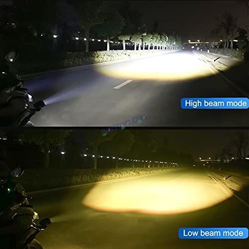 HJG Mercedes Y Lens Foglight Ultra Wide Dual Intensity LED Driving Fog Lights White/Yellow (2*45W = 90W Total) Universal For All Cars & Bikes (full set- Pair of lights + Harness + Switch + Leg guard mount)