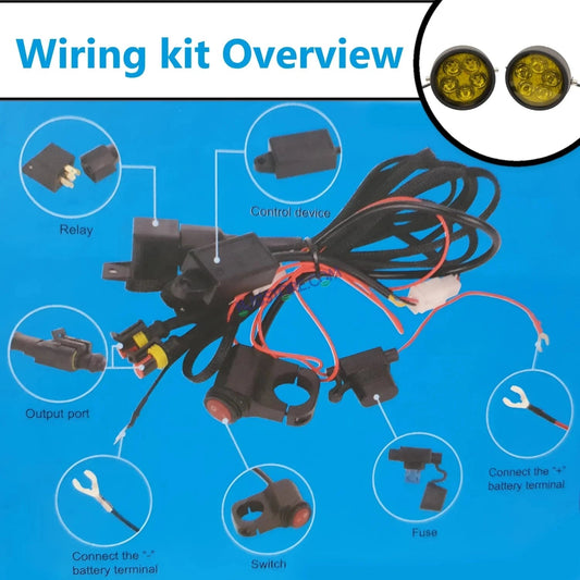 HJG 6 LED 120W Round CREE Foglight Foglamp with Yellow Cover 120W 6 LED HJG 120W 5 LED Car Accessories Led Headlights Lights Led Fog Lights For Motorcycle Car SUV Lights, Set of 2 with Wiring Harness Kit HJG 6 LED Round 120W