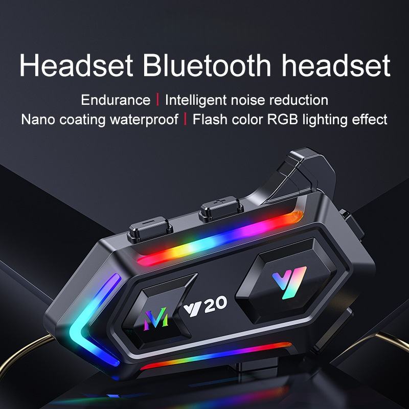 Y20 Motorcycle Helmet Bluetooth Headset RGB Lights Waterproof