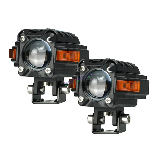 HJG Hazard Single Lens Foglight with Wiring Kit 80W New Model with Red Orange Hazard DRL Foglight Ultra Wide Dual Intensity LED Fog Lights White/Yellow (2*40W= 80W Total) Universal For All Cars & Bikes LIU HJG Hazard S59 1 Lens Fog with Wiring Harness Kit