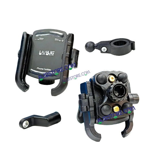 HJG Compact Pro 7578 Shockproof Mobile Holder with Jaw Grip Damper Anti Vibration for Bike, Two Wheelers Universal HJG Mobile Holder Pro Spider Anti-Shake Anti-Theft Zero Vibration Shockproof Mobile Holder 4 Vibration Proof Ball Joints LIU HJG Holder