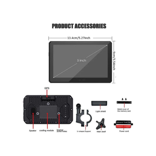 AR Moto Motorcycle GPS Carplay Android/IOS Auto Screen With Dash Cam And Tyre Pressure Monitoring