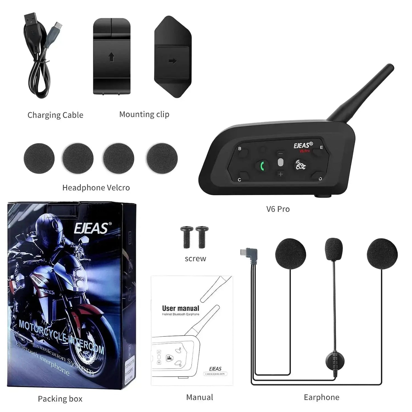 Ejeas India V6 Pro Plus Multi Rider Helmet Intercom
