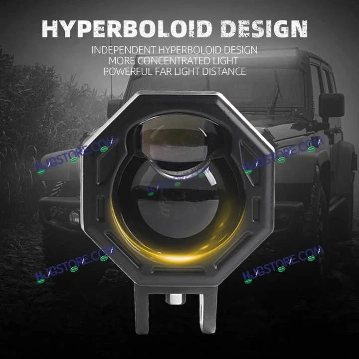 HJG 125 P49 Original Fog Light Hexagon Dual Lens 120W Foglight New Model with Power Adaptor Foglight Ultra Wide Dual Intensity LED Driving Fog Lights White/Yellow (2*60W = 120W Total) Universal For All Cars & Bikes