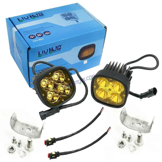 HJG 120W 4 LED CREE 60w Fog Light Auxiliary Light For All Motorcycles White With Yellow Filter Cap (Set of 2)