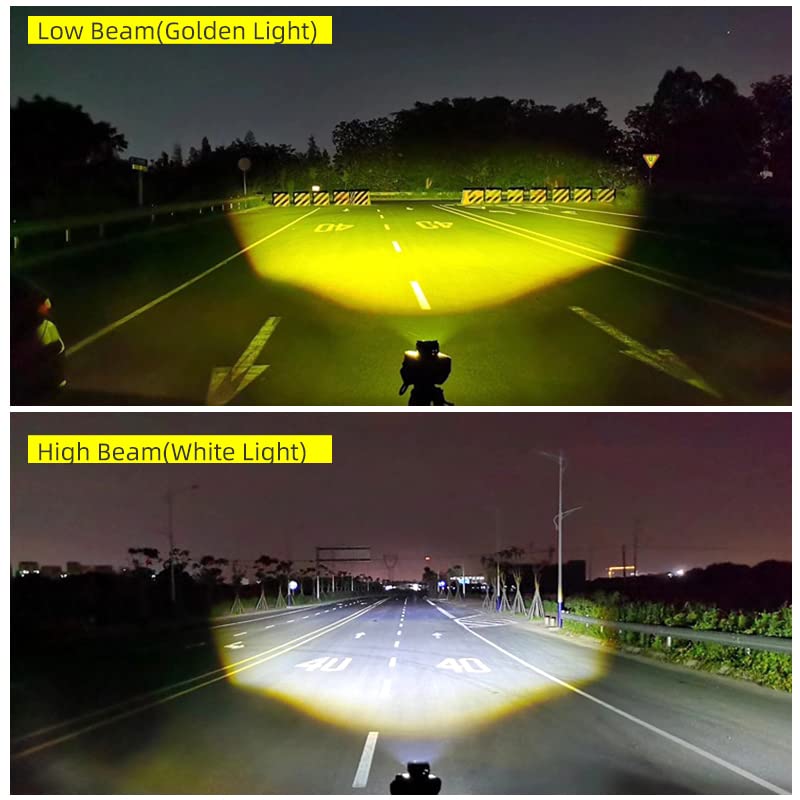 HJG P49 124 Dual Lens 120W Foglight New Model with Power Adaptor Foglight Ultra Wide Dual Intensity LED Driving Fog Lights White/Yellow (2*60W = 120W Total) Universal For All Cars & Bikes