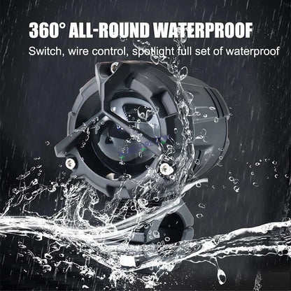 HJG Mercedes Y Lens Foglight Ultra Wide Dual Intensity LED Driving Fog Lights White/Yellow (2*45W = 90W Total) Universal For All Cars & Bikes (full set- Pair of lights + Harness + Switch + Leg guard mount)