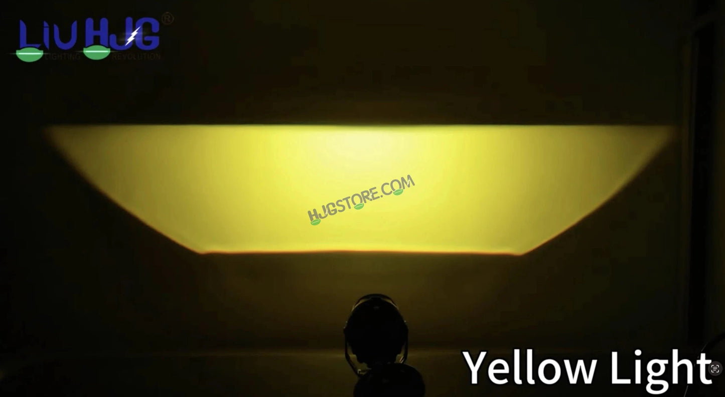 HJG Terminator 2 Projector Foglight 100W with Laser Spot and Wide Spread Red DRL/White/Yellow/Warm White Light 100W Foglight Ultra Wide Dual Intensity LED Driving Fog Lights 3000K/4300K/6500K Universal For All Cars & Bikes LIU HJG Terminator 2 Bi Foglight