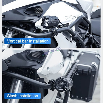 HJG Mercedes Y Lens Foglight Ultra Wide Dual Intensity LED Driving Fog Lights White/Yellow (2*45W = 90W Total) Universal For All Cars & Bikes (full set- Pair of lights + Harness + Switch + Leg guard mount)