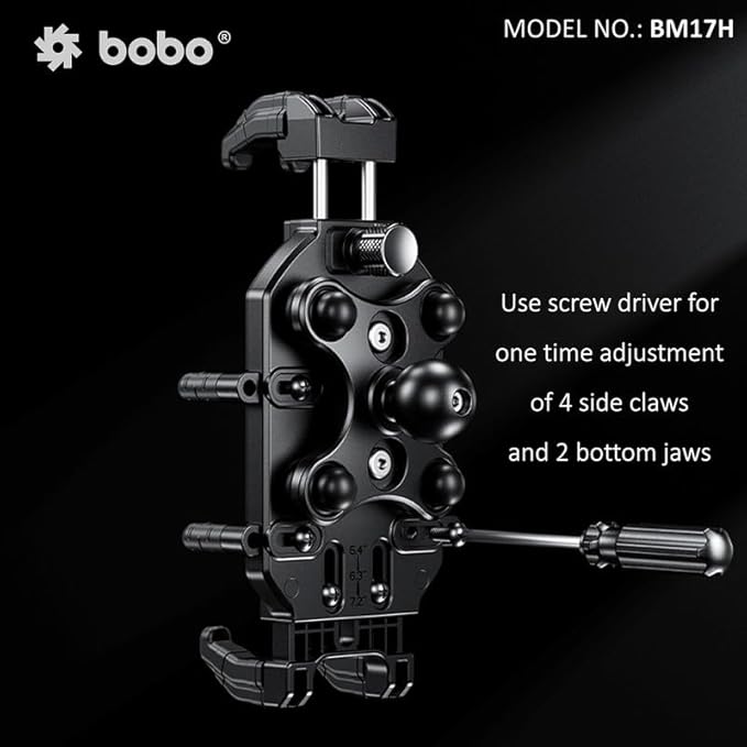 BOBO BM17H PRO Handlebar Mount Anti-Vibration Anti-Theft Waterproof Bike/Motorcycle/Scooter Mobile Phone Holder Mount, Ideal for Maps and GPS Navigation (Black)