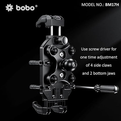 BOBO BM17H PRO Handlebar Mount Anti-Vibration Anti-Theft Waterproof Bike/Motorcycle/Scooter Mobile Phone Holder Mount, Ideal for Maps and GPS Navigation (Black)