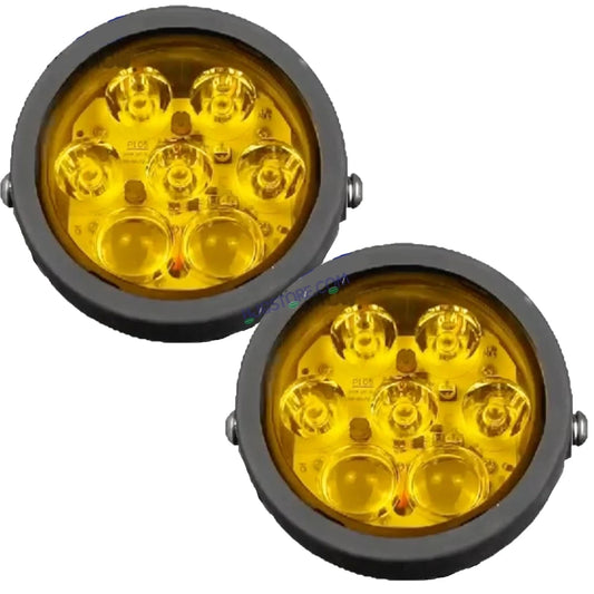 HJG New 7 LED 140W Projector CREE Combo Round Foglight with Yellow Cover 140W 7 LED HJG 140W 5 LED CREE 2 LED Projector 7 LED Foglight Car Accessories Led Headlights Lights Led Fog Lights For Motorcycle Car SUV Lights, Set of 2 HJG 7 LED Projector CREE