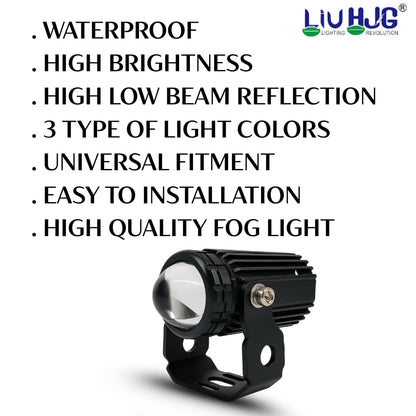 LIU HJG Mini Drive V3 LED Fog Light Yellow/White with Flashing Red Devil Eye DRL | Compact Design | Universal Fit for Bike & Car | Waterproof | High Brightness | 40W | 9V–80V Pack of 2