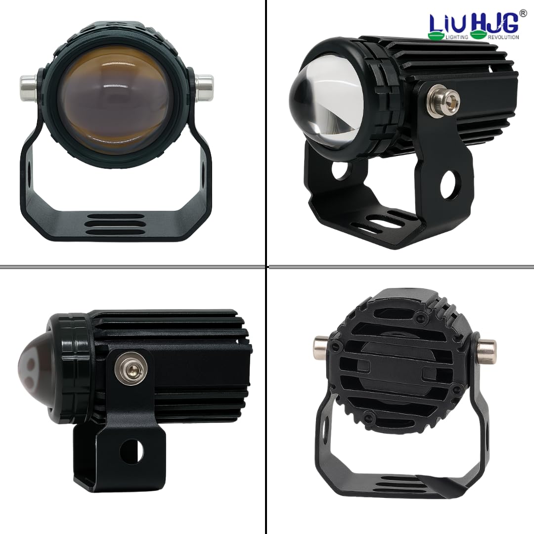 LIU HJG Mini Drive V3 LED Fog Light Yellow/White with Flashing Red Devil Eye DRL | Compact Design | Universal Fit for Bike & Car | Waterproof | High Brightness | 40W | 9V–80V Pack of 2