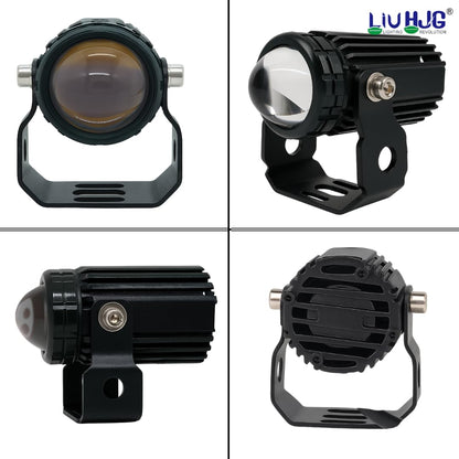 LIU HJG Mini Drive V3 LED Fog Light Yellow/White with Flashing Red Devil Eye DRL | Compact Design | Universal Fit for Bike & Car | Waterproof | High Brightness | 40W | 9V–80V Pack of 2