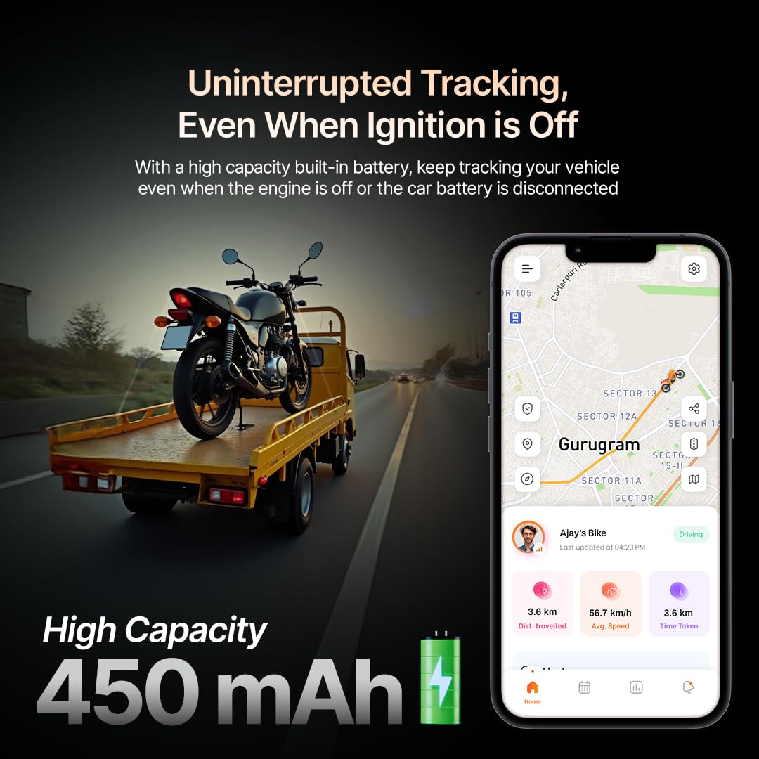 Qubo Wired Bike GPS Tracker from Hero Group | Free 4G SIM (with 12 Months Recharge) + 1 Year App/Cloud Subscription | Live Tracking | Engine On-Off Alerts | Anti-Theft | Plug & Play | Accident Alerts