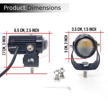 LIU HJG Mini Drive LED Fog Light Bulb Lamp For Cars and Motorcycles Dual Color (White & Yellow) 2Pcs.