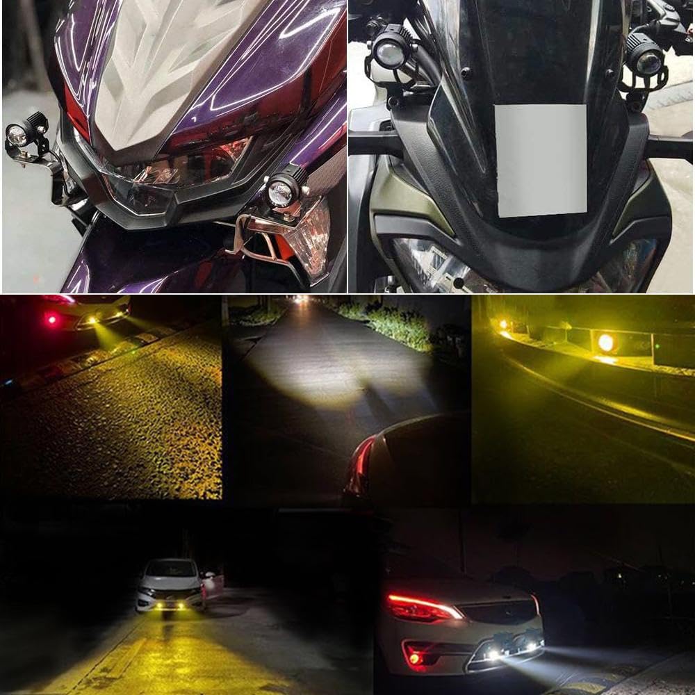 LIU HJG Mini Drive LED Fog Light Bulb Lamp For Cars and Motorcycles Dual Color (White & Yellow) 2Pcs.