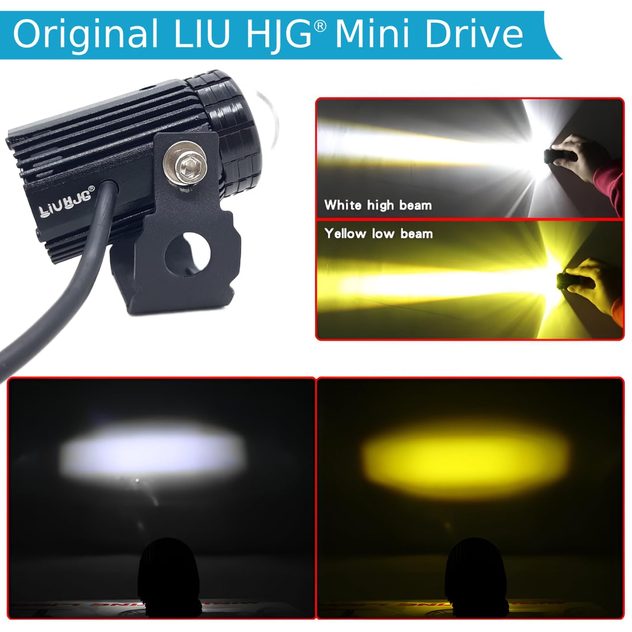 LIU HJG Mini Drive LED Fog Light Bulb Lamp For Cars and Motorcycles Dual Color (White & Yellow) 2Pcs.
