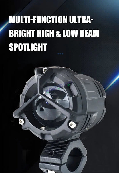 HJG Mercedes Y Lens Foglight Ultra Wide Dual Intensity LED Driving Fog Lights White/Yellow (2*45W = 90W Total) Universal For All Cars & Bikes (full set- Pair of lights + Harness + Switch + Leg guard mount)