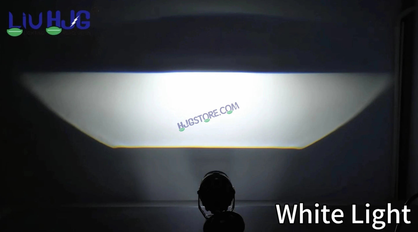 HJG Terminator 2 Projector Foglight 100W with Laser Spot and Wide Spread Red DRL/White/Yellow/Warm White Light 100W Foglight Ultra Wide Dual Intensity LED Driving Fog Lights 3000K/4300K/6500K Universal For All Cars & Bikes LIU HJG Terminator 2 Bi Foglight