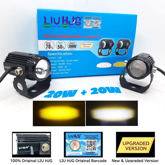 LIU HJG Mini Drive LED Fog Light Bulb Lamp For Cars and Motorcycles Dual Color (White & Yellow) 2Pcs.