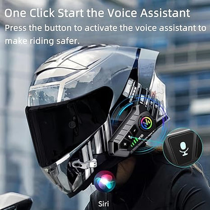 Y10 Motorcycle Helmet Bluetooth Headset, Wireless Headphones 5.3 Waterproof IPX6 with Noise Cancelling for Single Person