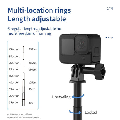 TELESIN 2nd Gen 2.7M Ultra Long Carbon Fiber Selfie Stick GP-MNP-270-02