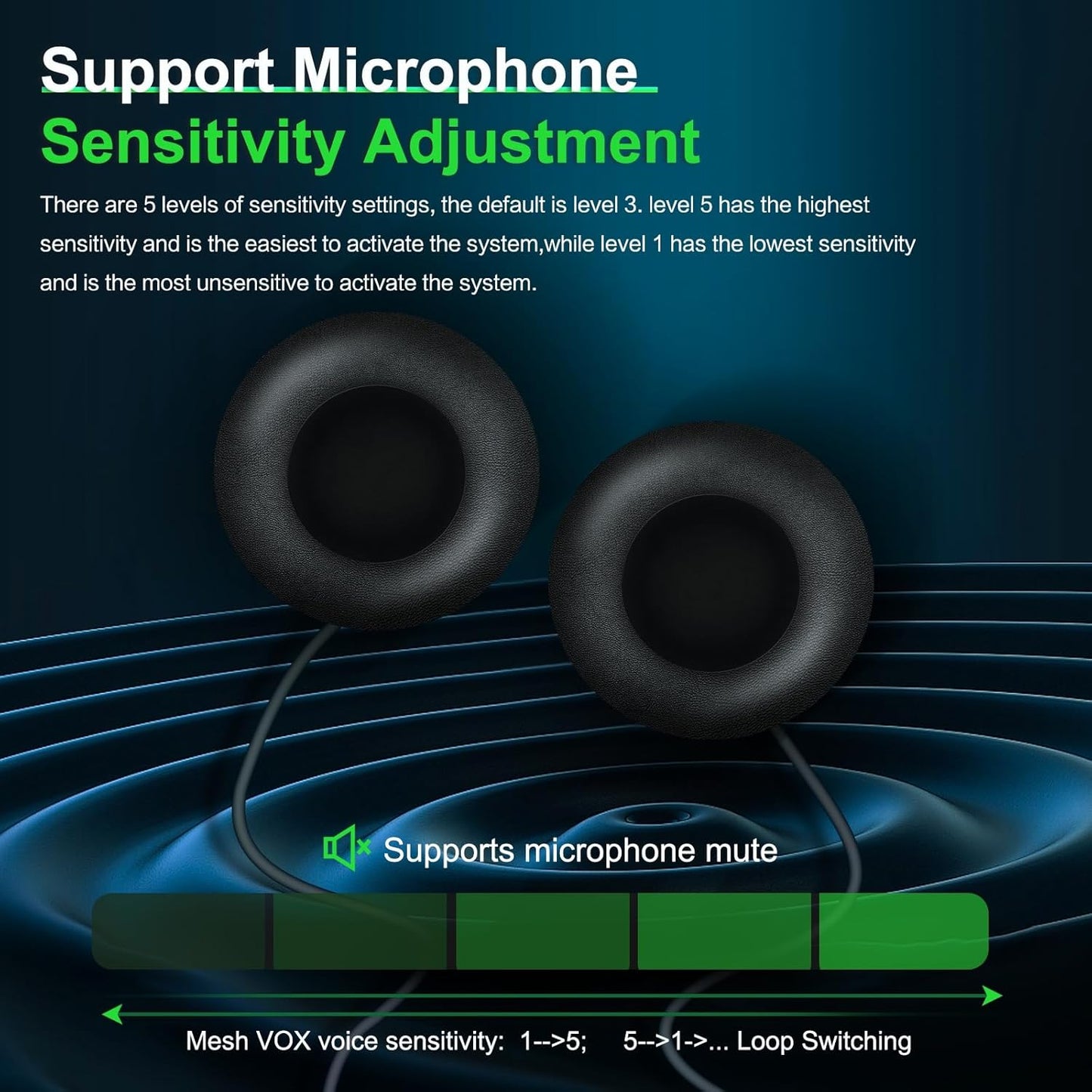 EJEAS Q8 Motorcycle Helmet Over Ear Bluetooth Headphones Intercom, New Mesh 3.0 Group Intercom System with Music Sharing and Channel Switching for 6 Riders Talking at The Same Time