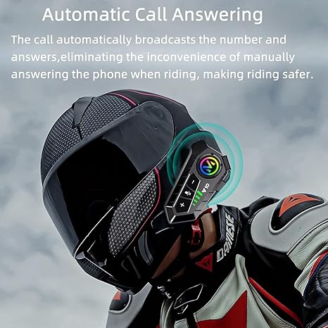 Y10 Motorcycle Helmet Bluetooth Headset, Wireless Headphones 5.3 Waterproof IPX6 with Noise Cancelling for Single Person