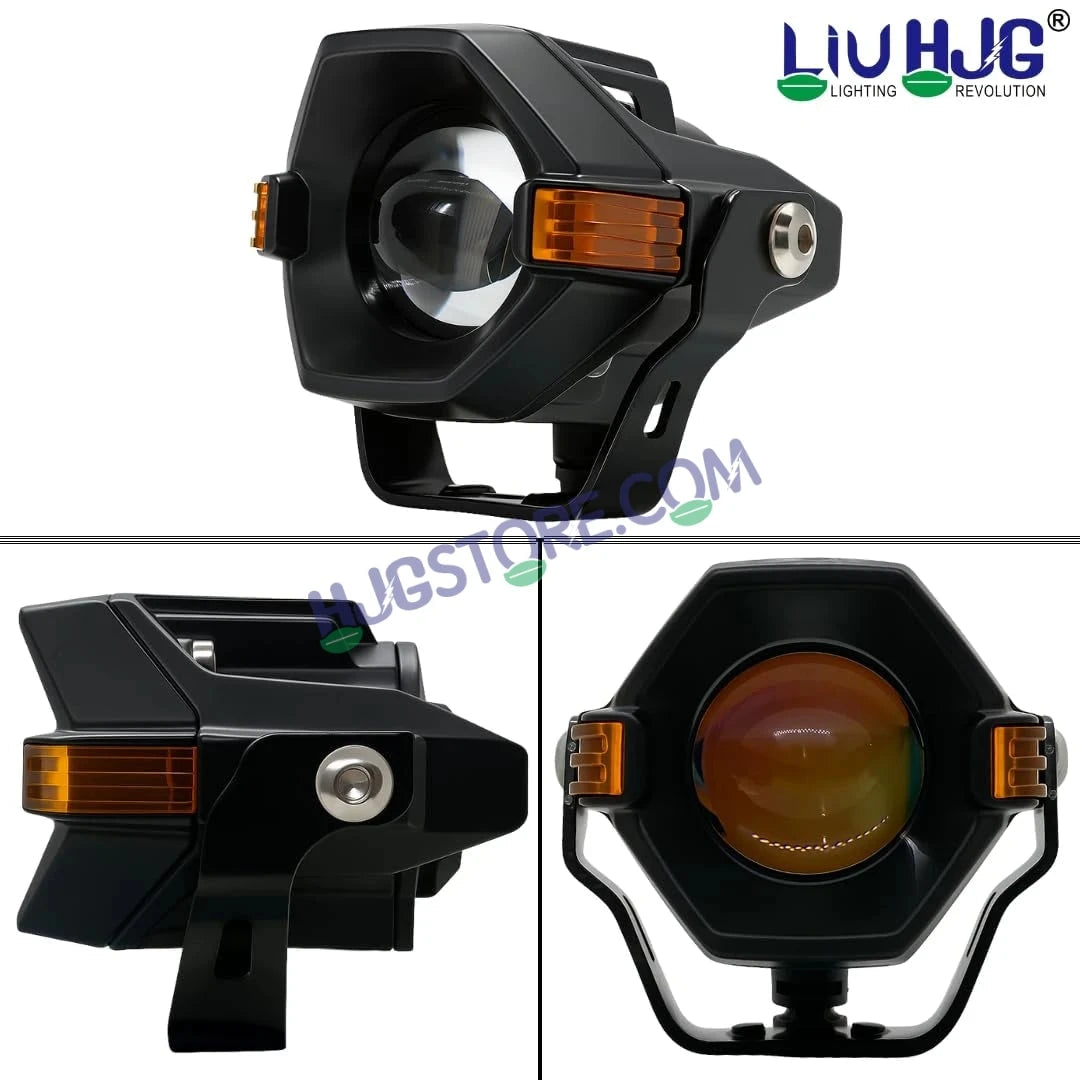 HJG Spaceship Foglight 80W 1 Lens Space Ship Fog Projector Lens 2pc Foglight Red Devil Side Amber DRL Modes 80W Foglight Ultra Wide Dual Intensity LED Fog Lights White/Yellow/Red Projector (80W) Universal For All Cars & Bikes LIU HJG Space Ship Foglight