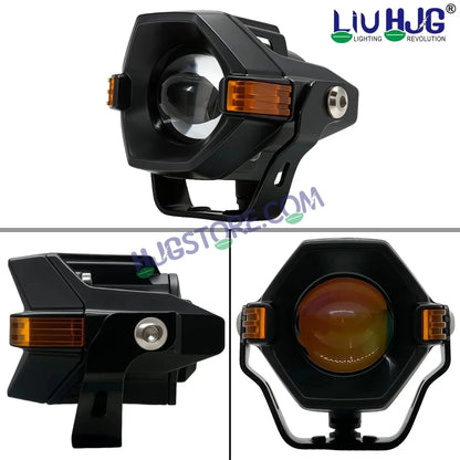 HJG Spaceship Foglight 80W 1 Lens Space Ship Fog Projector Lens 2pc Foglight Red Devil Side Amber DRL Modes 80W Foglight Ultra Wide Dual Intensity LED Fog Lights White/Yellow/Red Projector (80W) Universal For All Cars & Bikes LIU HJG Space Ship Foglight