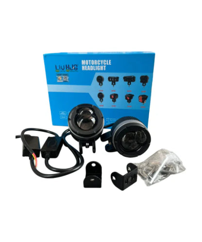 HJG P49 124 Dual Lens 120W Foglight New Model with Power Adaptor Foglight Ultra Wide Dual Intensity LED Driving Fog Lights White/Yellow (2*60W = 120W Total) Universal For All Cars & Bikes