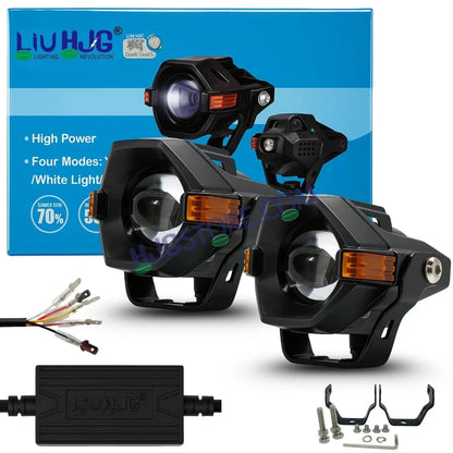 HJG Spaceship Foglight 80W 1 Lens Space Ship Fog Projector Lens 2pc Foglight Red Devil Side Amber DRL Modes 80W Foglight Ultra Wide Dual Intensity LED Fog Lights White/Yellow/Red Projector (80W) Universal For All Cars & Bikes LIU HJG Space Ship Foglight