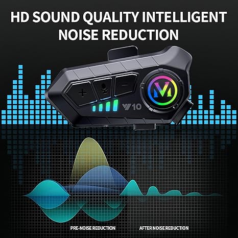 Y10 Motorcycle Helmet Bluetooth Headset, Wireless Headphones 5.3 Waterproof IPX6 with Noise Cancelling for Single Person
