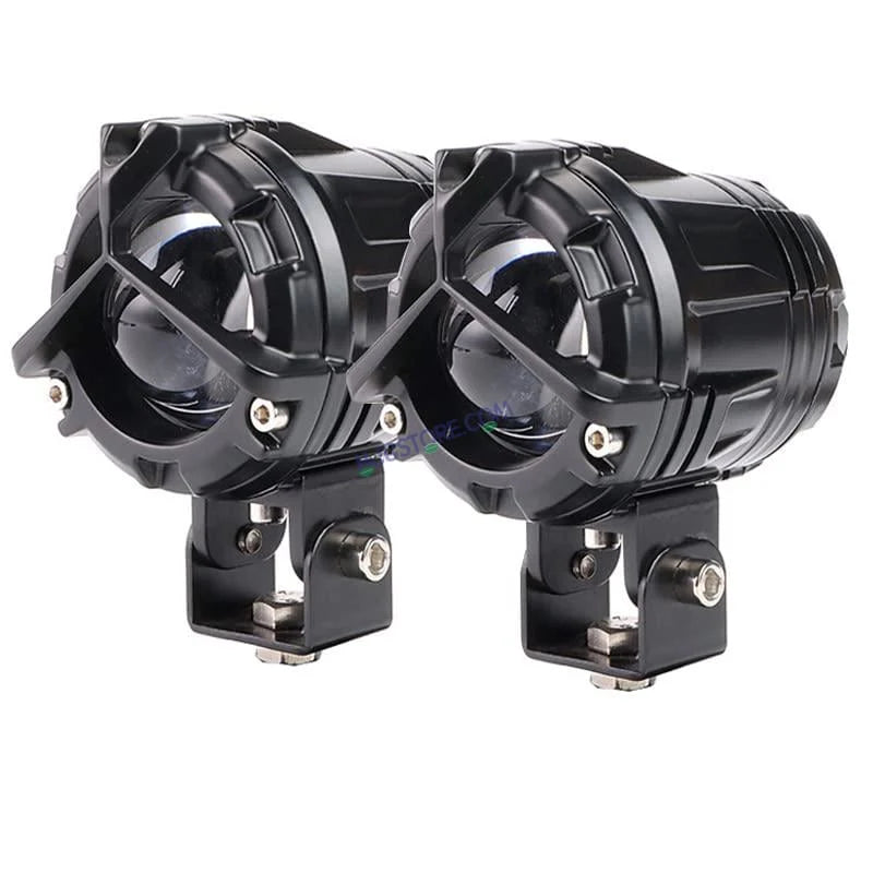 HJG Mercedes Y Lens Foglight Ultra Wide Dual Intensity LED Driving Fog Lights White/Yellow (2*45W = 90W Total) Universal For All Cars & Bikes (full set- Pair of lights + Harness + Switch + Leg guard mount)