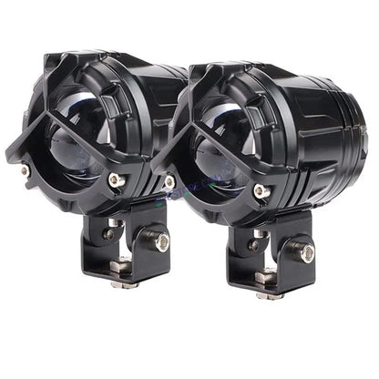 HJG Mercedes Y Lens Foglight Ultra Wide Dual Intensity LED Driving Fog Lights White/Yellow (2*45W = 90W Total) Universal For All Cars & Bikes (full set- Pair of lights + Harness + Switch + Leg guard mount)