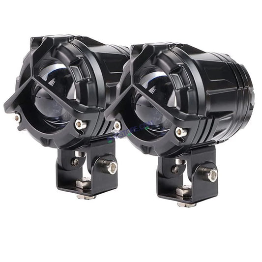 HJG Mercedes Y Lens Foglight Ultra Wide Dual Intensity LED Driving Fog Lights White/Yellow (2*45W = 90W Total) Universal For All Cars & Bikes (full set- Pair of lights + Harness + Switch + Leg guard mount)