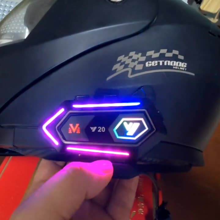 Y20 Motorcycle Helmet Bluetooth Headset RGB Lights Waterproof