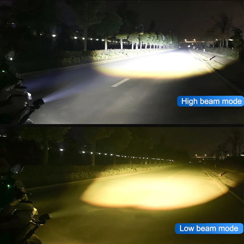 LIU HJG Mercedes Y-Lens Ultra-Wide LED Fog Lights (White/Yellow) | Pair with Wiring Harness & Switch for Car & Bike
