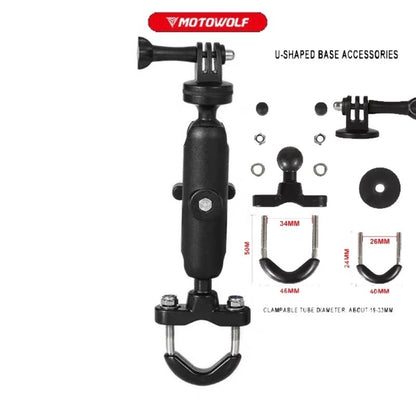 Motowolf Action Camera Holder for Motorcycle Handlebar
